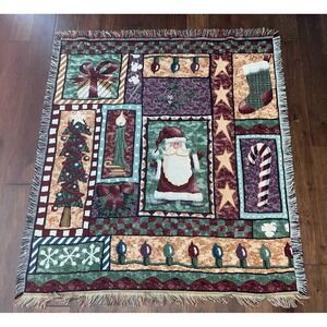 Mohawk Rug & Textiles Throw Tapestry Blanket‎ Christmas Made in USA 56"X51"